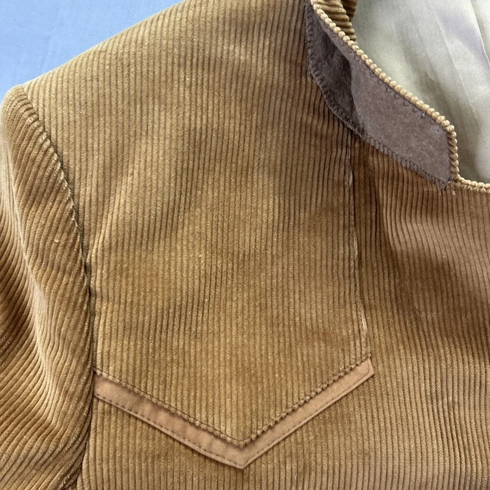 Vintage Lee Corduroy Western Blazer Jacket Brown 42R USA Made 70s 80s